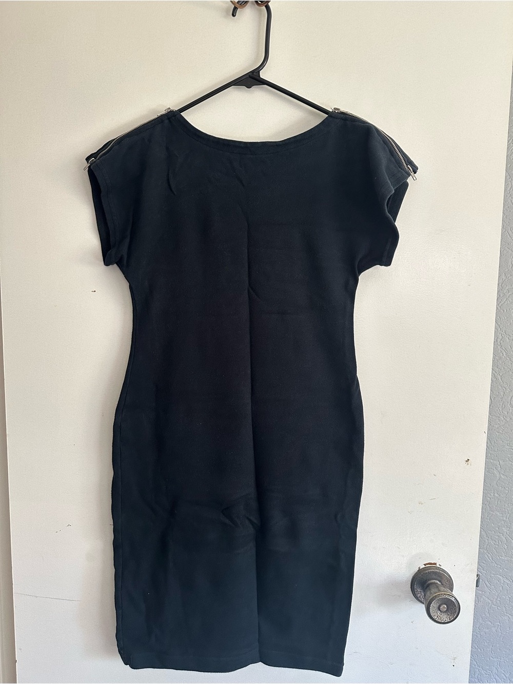 American Apparel Black Cap zipper Sleeve firm fitting cotton  Dress
